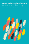 Music Information Literacy Cover image: teal background, with an assortment of red, yellow, grey, white, and black abstract ovals in the center