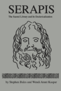 Image of book cover for SERAPIS : The Sacred Library and Its Declericalization. Gray background with hand drawn of man with long hair and beard in black line